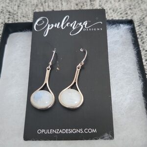 Opulenza Moonstone Drop Earrings in White and Silver-Tone